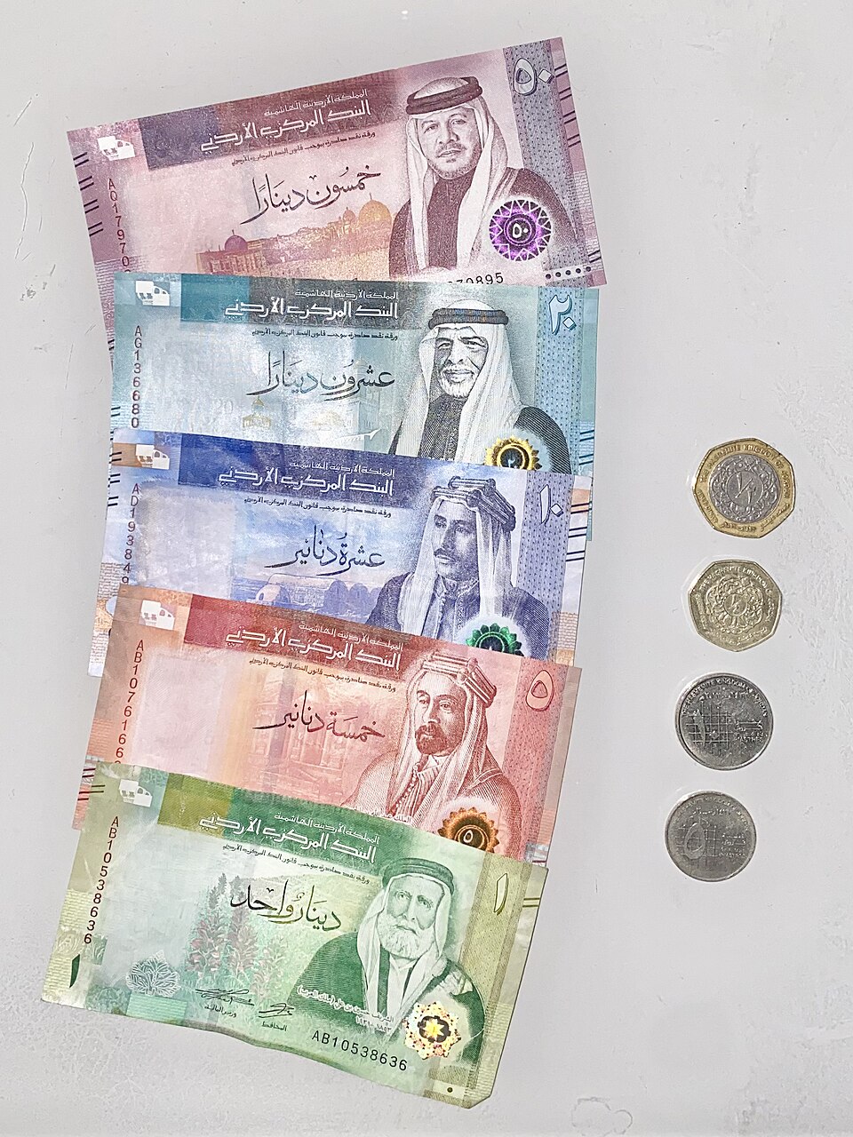 Jordanian dinar banknotes and coins